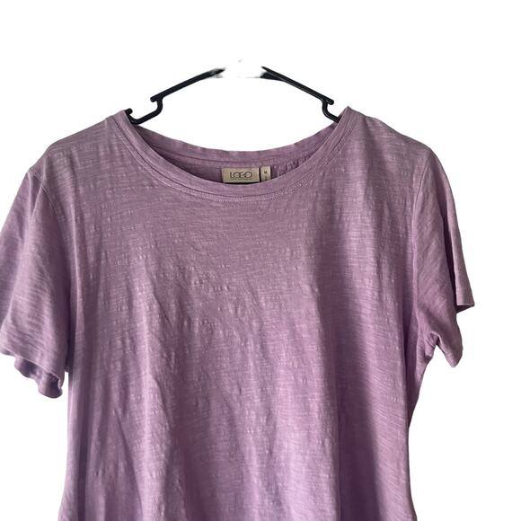 LOGO Women's Size Medium Lilac Purple Textured Swiss Dot Blouse Top - Picture 2 of 10